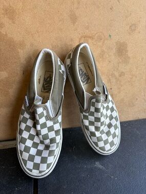 Vans Classic Slip-On Checkerboard - Olive/White